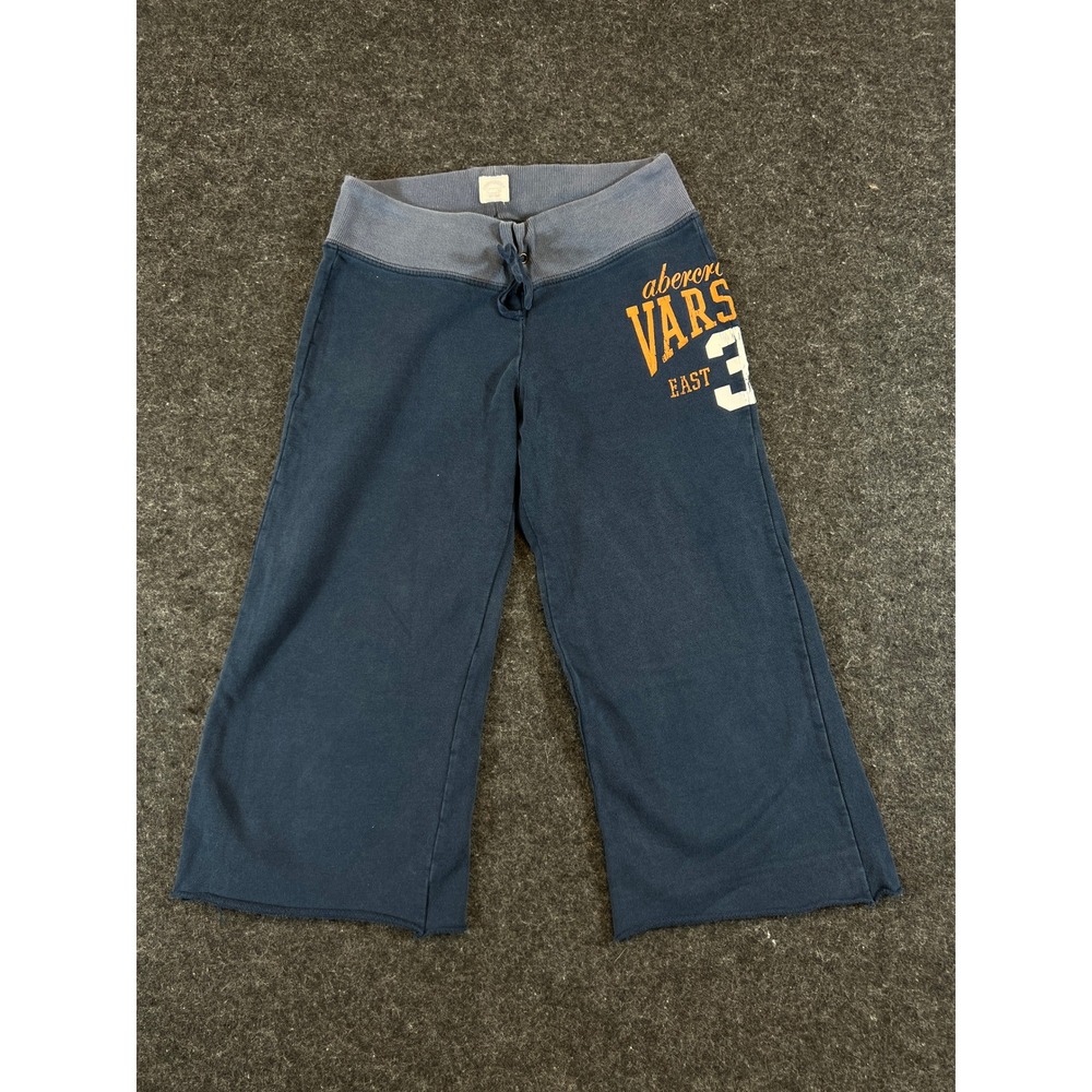 Vintage Abercrombie Varsity Sweatpants Navy Blue Cotton Petite Small Y2K Cute